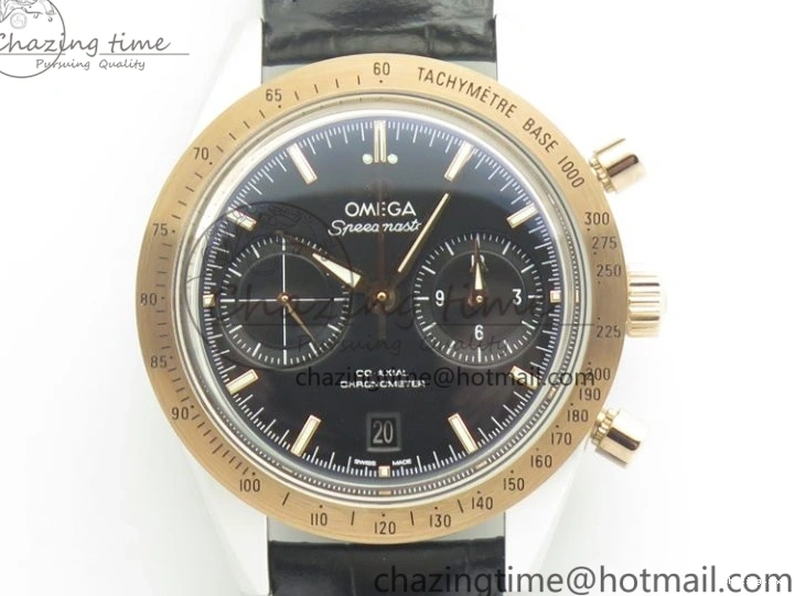 0410 Neat Speedmaster ’57 Co-Axial SS RG OMF 1:1 Best Edition Black Dial On Leather Strap A9300 (Free Leather Strap) 8067